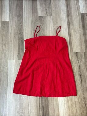a new day Red Linen Blend Top